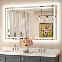 keonjinn 48x30 Led Bathroom Mirror with Frontlit and Backlit