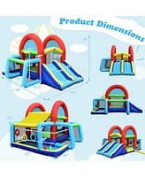 Gymax Inflatable Bounce House Kids Bouncy Jumping Castle w/ Dual Slides & 550W Blower