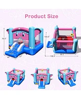 Gymax Inflatable Bounce House 3-in-1 Elephant Theme Inflatable Castle w/ 550W Blower