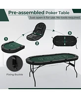 Gouun 72 Inch Foldable Poker Table for 8 Players Portable Oval Card Board Game Table