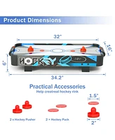 Inolait 34" Mini Tabletop Air Hockey Game with Electric Motor Fan, 2 Pushers and 2 Air Hockey Pucks