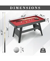 Sugift 4.5Ft Pool Table, Portable Billiard Table for Kids and Adults, Mini Billiards Game Tables with 2 Cue Sticks, Full Set of Balls, Triangle, Chalk