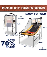 Sugift Foldable Basketball Arcade Game, Indoor Basketball Hoop Arcade with 4 Balls and Led Scoring System