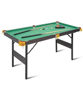 Sugift Foldable Portable Pool Table, Indoor Billiard Game Table w/2 Cues, Balls, Triangle & Chalk for Kids & Adults