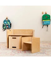 ECR4Kids Premium Bentwood Multipurpose Table and Chair Set, Natural, 3-Piece
