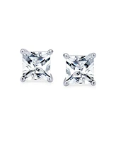 Bling Jewelry Square Cubic Zirconia Solitaire Cz Stud Earrings Sterling Silver