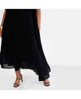 Rebdolls Women's Desiree Chiffon Pleated One Shoulder Maxi Shift Dress