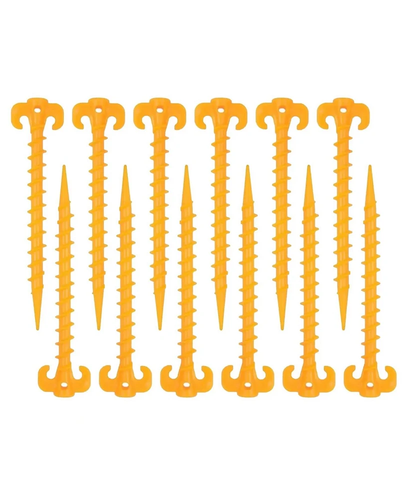 Ayamaya Yellow Vortex Ground Anchors - Premium 8-inch Spiral Tent Stakes for Sand and Soil -12-Pack