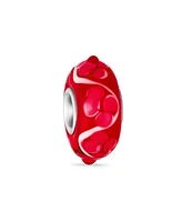 Bling Jewelry Murano Glass Charm Bead Sterling Silver Core Floral Hibiscus for Bracelet