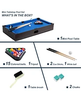 Sugift 27in Mini Pool Table Set, Tabletop Portable Billiards Game with Small Billiards Balls, Pool Cues, Triangle Rack, Chalk, Brush