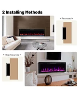 Costway 60" Linear Electric Fireplace 1500W Recessed Wall-Mounted with Multi-Color Flame