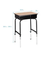 ECR4Kids Mobile Open Front Desk with Metal Storage Book Box, Oak