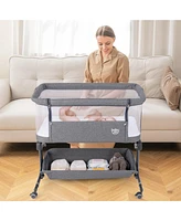 Gouun Baby Bassinet Bedside Sleeper with 6-Level Adjustable Height
