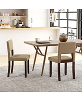 Gouun Set of 2 Wooden Dining Chair with Acacia Wood Frame Padded Seat and Back