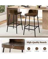Gouun Industrial 24.5 Inches Bar Stool with Backrest and Saddle Seat