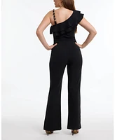 Bebe Women's Knit Crepe Cascade Wide Leg Jumpsuit