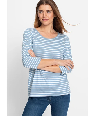 Olsen Women's 100% Cotton Striped T-Shirt