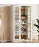 Tribesigns 71-Inch Tall Shoe Cabinet with Doors, 8-Tier Shoe Storage Cabinet with Adjustable Shelves, Modern Shoe Organizer Shoe Rack Cabinet for Entr