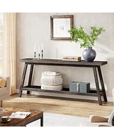 Tribesigns Farmhouse Console Entryway Table: 70.9 Inches Extra Long Console Table for Entryway, 2-Tier Narrow Wood Foyer Sofa Couch Table for Hallway,