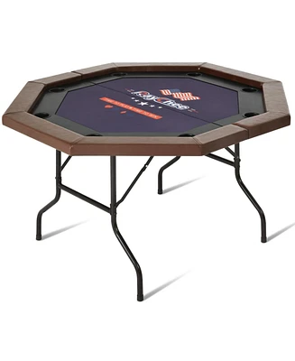 Inolait 50inch Upgraded 8 Players Foldable Poker Table, Portable Texas Holedem Table