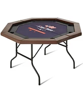 Inolait 50inch Upgraded 8 Players Foldable Poker Table, Portable Texas Holedem Table