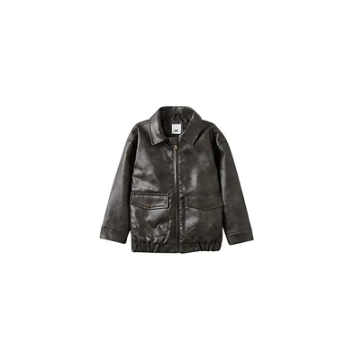 Cotton On Boys Fletcher Faux Leather Bomber Jacket