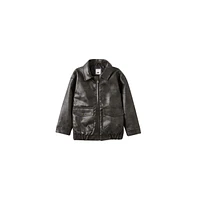 Cotton On Boys Fletcher Faux Leather Bomber Jacket