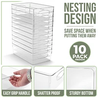 Sorbus 10 Pack Medium Clear Plastic Storage Bins with Handle