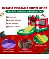 Gymax Christmas-Theme Inflatable Bounce House w/ 550W Blower Christmas Gift for Kids