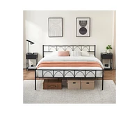 gaomon King Bed Frame with Headboard, 12.2" H Metal Platform Bed Frame with Heavy Duty Steel Slat Black King Size Bed Frame, No Box Spring Needed