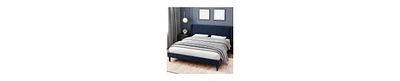 gaomon Queen Upholstered Bed Frame with Wingback Headboard, Luxurious Velvet Upholstery Platform Bed, Wooden Slat Support