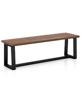 Gouun Wood Dining Bench with Metal Frame and Adjustable Footpads