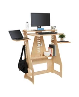 ECR4Kids Maker's Puzzle Sit or Stand Desk, Natural