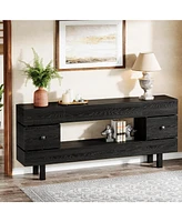 Tribesigns 70.87" Console Table with Storage Drawers, Farmhouse 2-Tier Entryway Table for Entrance with Display Shelf, Extra Long Sofa Table Tv Stand