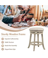 Gouun 26 Inches Swivel Bar Stools Set of 2 wth Wooden Frame-26.5 inches