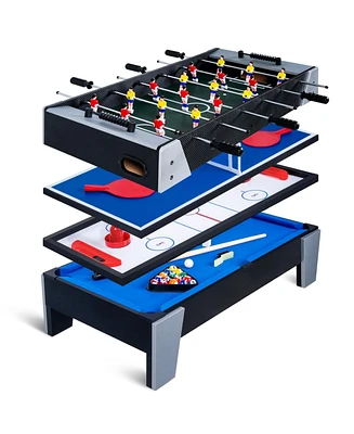 Sugift 4-in-1 Mini Multi Game Table, Combination Game Table, Childrens Combo Arcade Set with Pool Billiards, Hockey, Foosball and Table Tennis