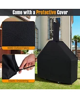 Costway Outdoor Pizza Oven Wood Fired Pizza Oven with Protective Cover 12" Pizza Stone