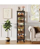 Tribesigns Wood Fruit and Vegetable Storage Rack, 5-Tier Narrow Snack Stand Fruit Basket Kitchen Stand, Pull-Out Utility Organizer for Kitchen, Living