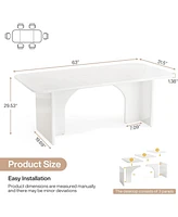 Tribesigns Modern Dining Table for 4-6 People, 62.99" Large Rectangle Kitchen Table with Arch Design Legs, Black Dinner Table Kitchen & Dining Room Fu