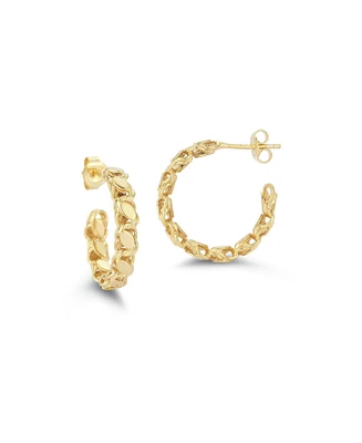 Rachel Zoe 14K Gold Plated Sterling Silver Chain Link Small Hoop Earrings