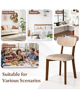 Gouun Dining Chairs Set of 2 Upholstered Mid-Back with Solid Rubber Wood Frame