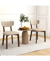 Gouun Dining Chairs Set of 2 Upholstered Mid-Back with Solid Rubber Wood Frame