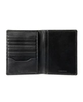 Calvin Klein Men's Leather Passport Wallet with Airtag Holder Luggage Tag, 2-Piece Set