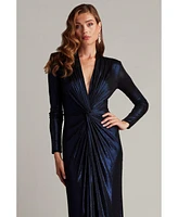 Tadashi Shoji Women's Ferrum Metallic Twist Drape Gown