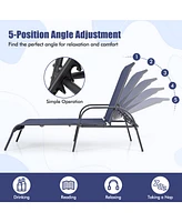 Gouun Adjustable Patio Chaise Folding Lounge Chair with Backrest