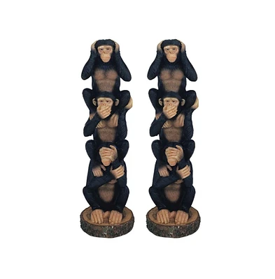 Fc Design "2-pc Gift Set" 8.5"H Hear-No, See-No, Speak-No Evil Stacked Monkeys Figurine Statue Ornament Home Room Office Decor and Perfect Gift Ideas