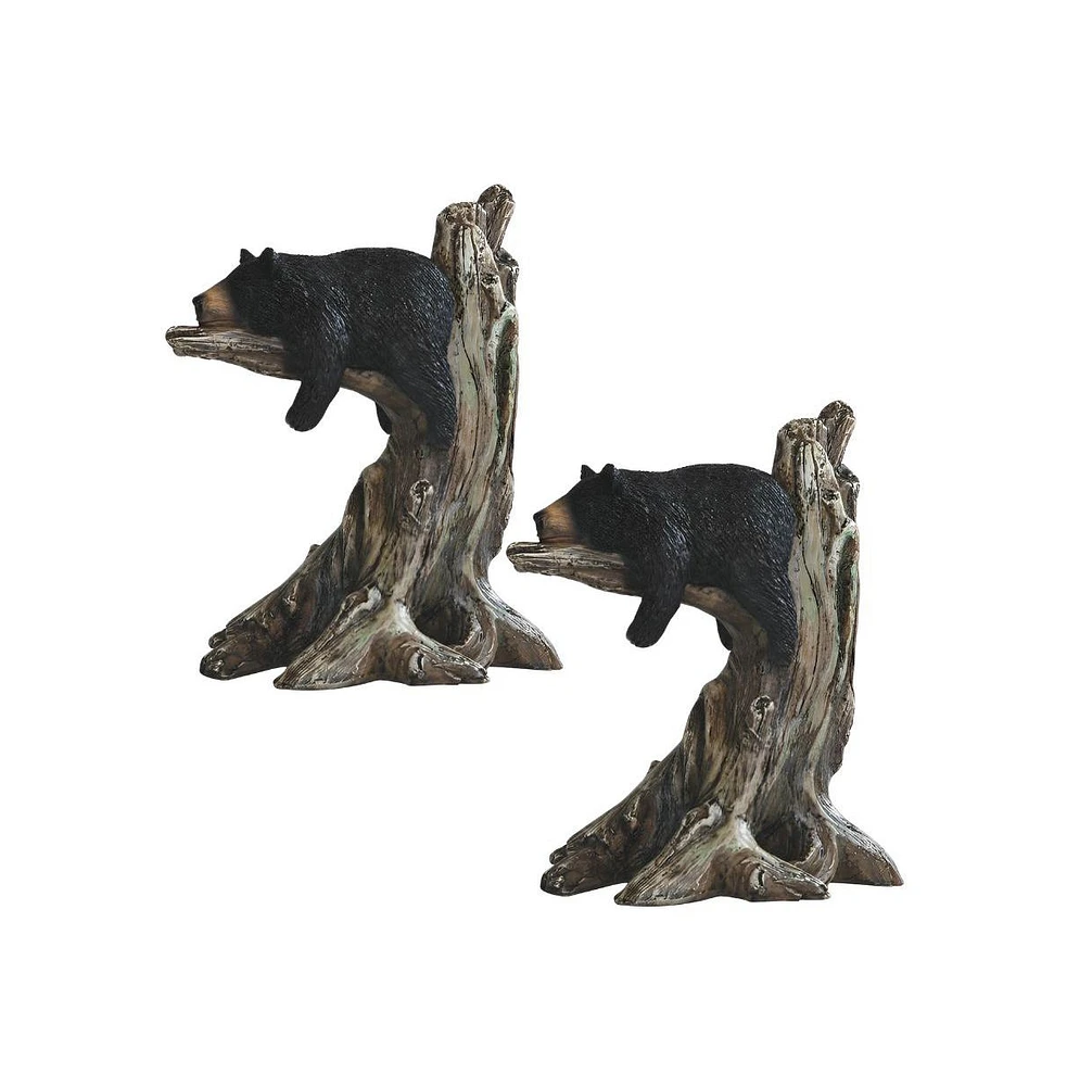 Fc Design "2-pc Gift Set" 9"H Black Bear Sleeping in Tree Figurine Statue Ornament Home Room Office Decor and Perfect Gift Ideas for Housewarming, Hol