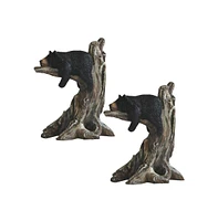 Fc Design "2-pc Gift Set" 9"H Black Bear Sleeping in Tree Figurine Statue Ornament Home Room Office Decor and Perfect Gift Ideas for Housewarming, Hol