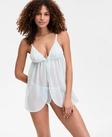 I.n.c. International Concepts Women's Chiffon Babydoll Chemise & Thong Set, Exclusively at Macy's