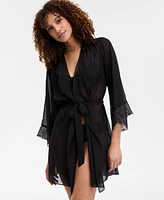 I.n.c. International Concepts Women's Lace-Trim Chiffon Wrap Robe, Exclusively at Macy's